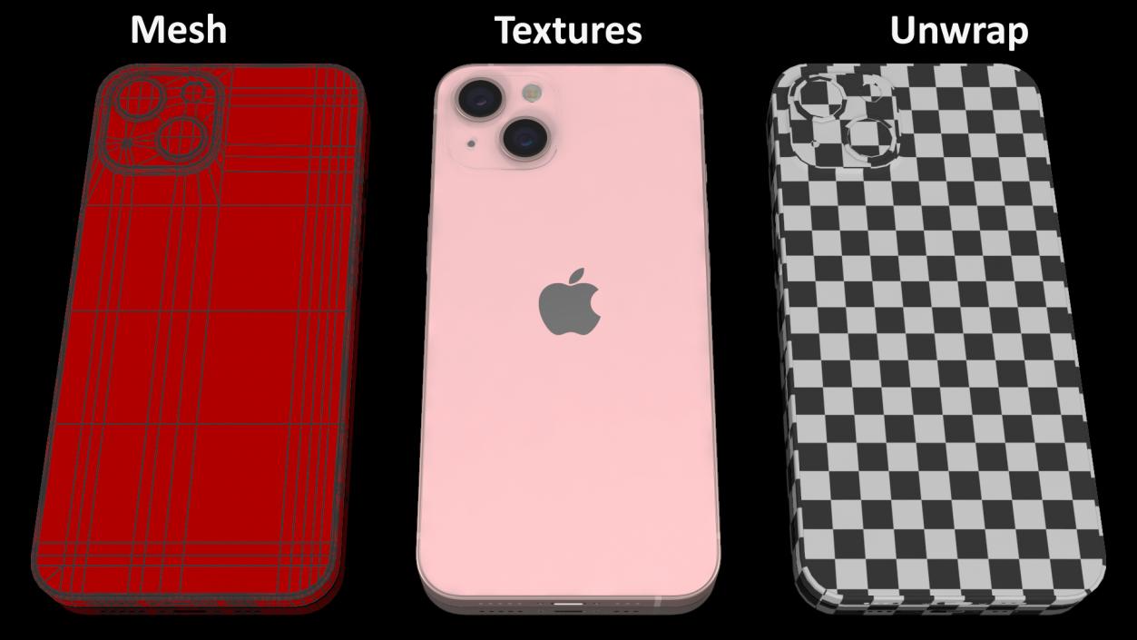 3D model Pink Apple iPhone 13