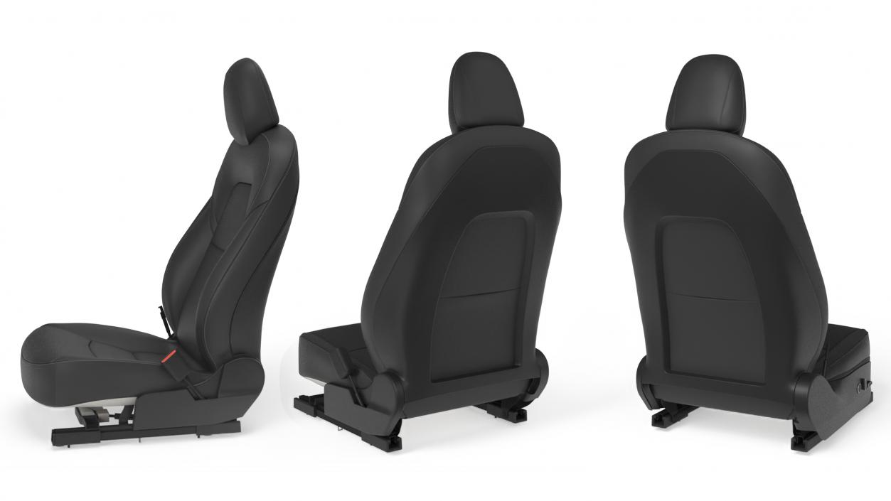 3D Tesla Model 3 Right Seat Black Leather model