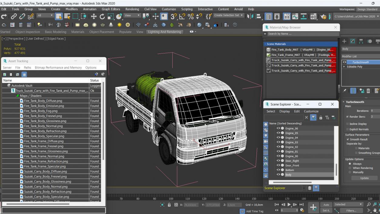 Truck Suzuki Carry with Fire Tank and Pump 3D