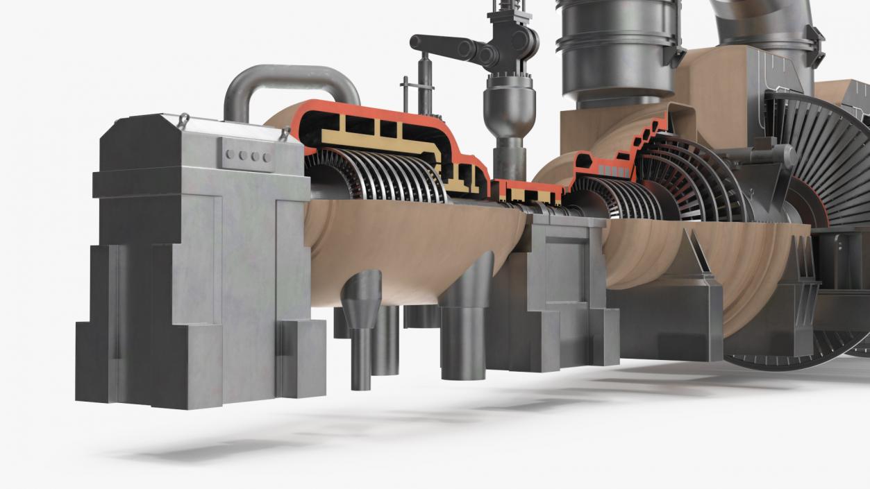 3D Steam Turbine Cutaway