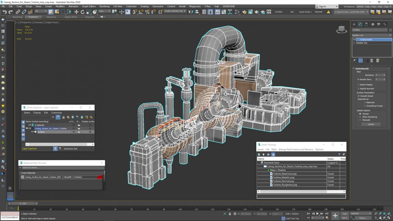 3D Steam Turbine Cutaway