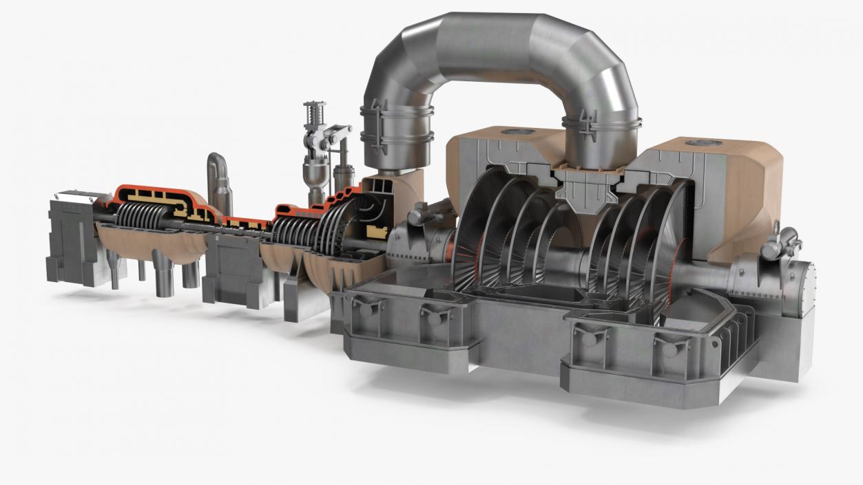 3D Steam Turbine Cutaway