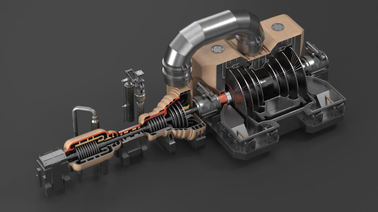 3D Steam Turbine Cutaway