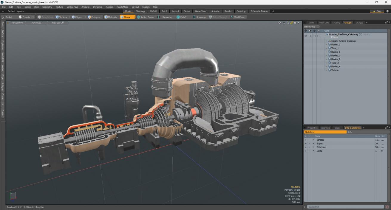 3D Steam Turbine Cutaway