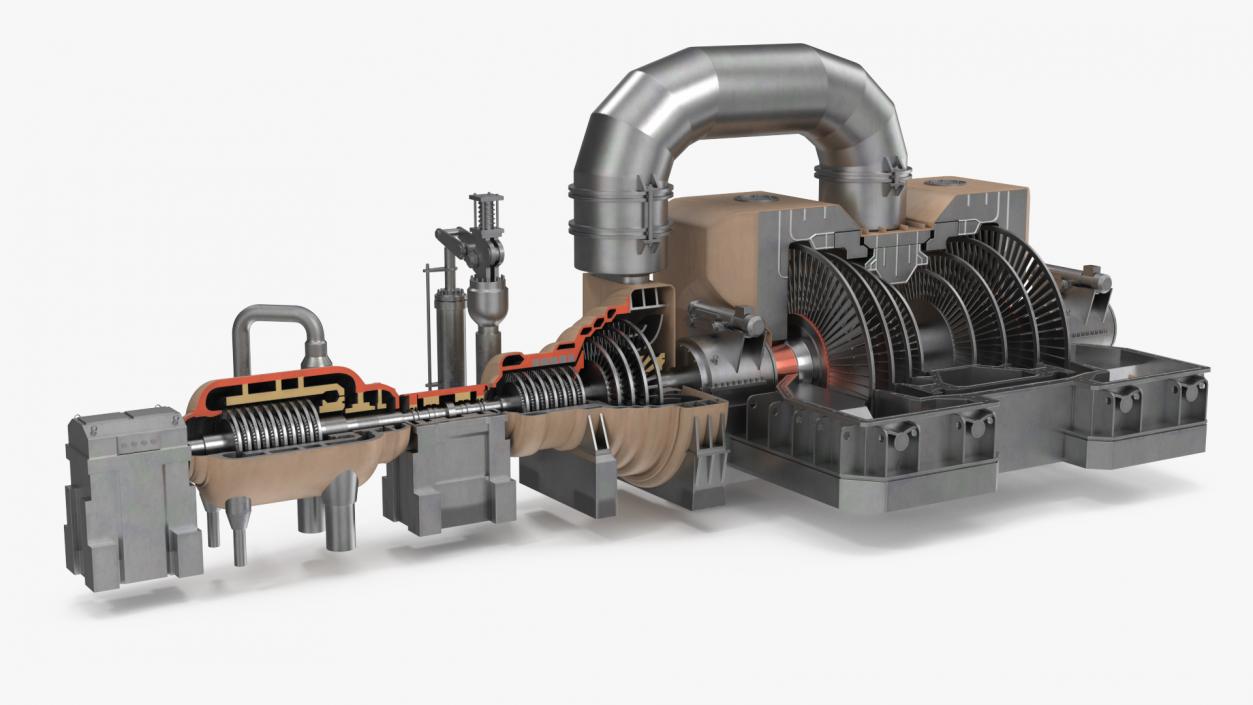 3D Steam Turbine Cutaway