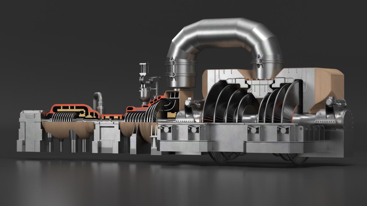 3D Steam Turbine Cutaway