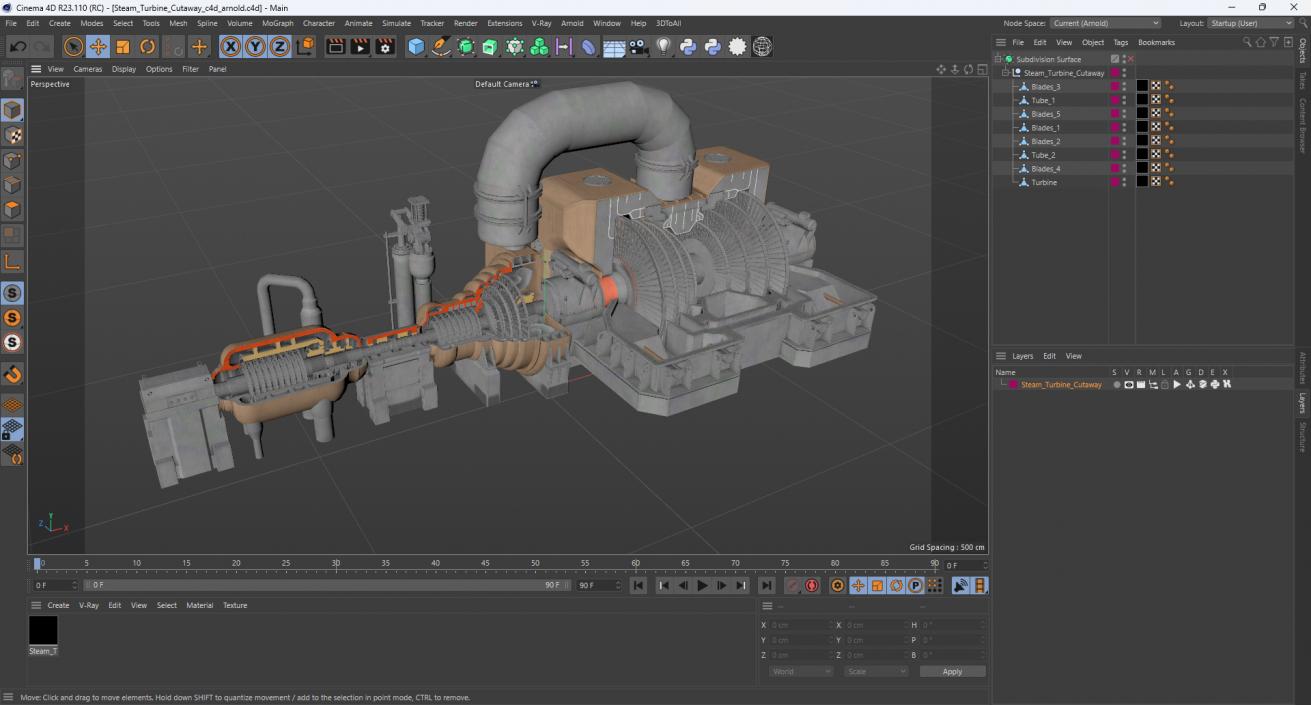 3D Steam Turbine Cutaway