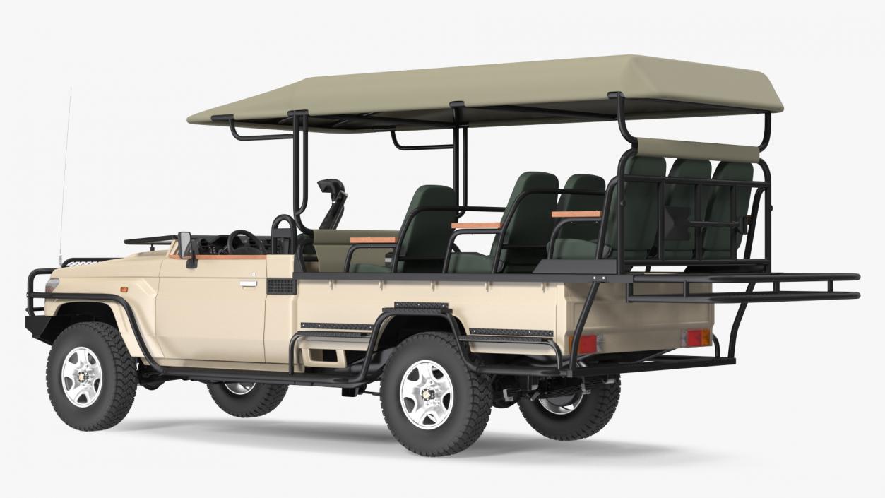 3D model Safari Open Sided 4x4 Vehicle Beige