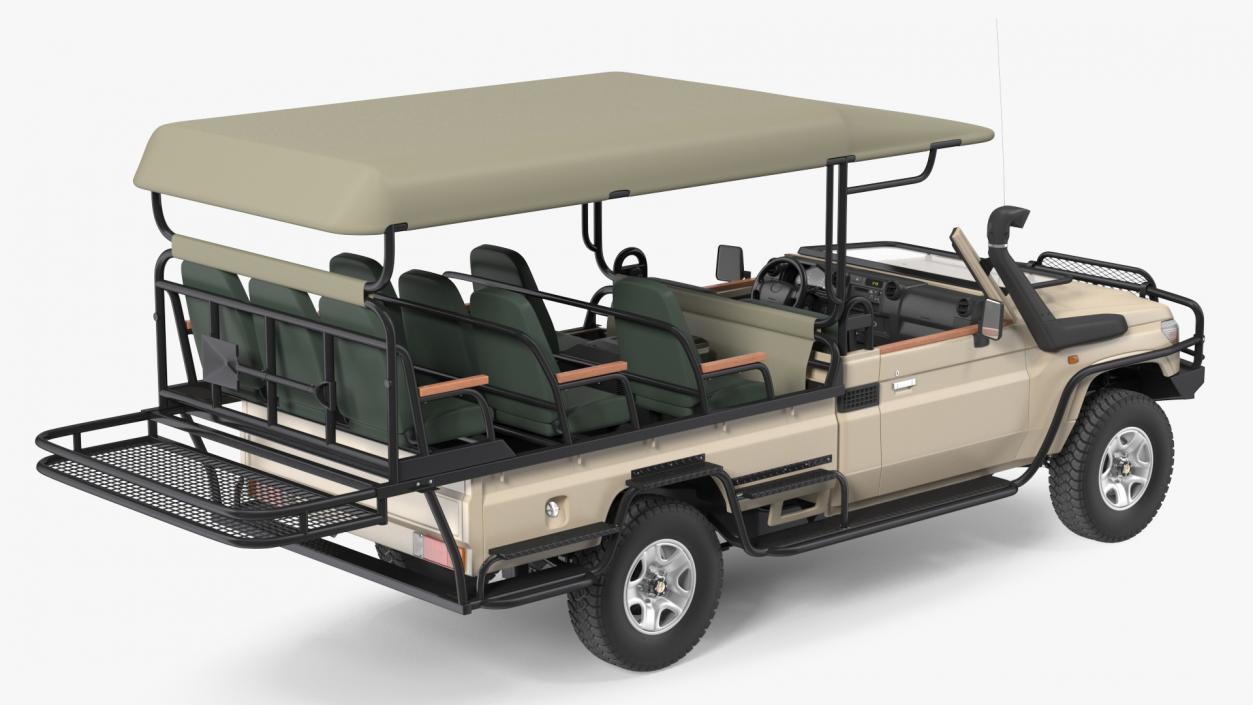 3D model Safari Open Sided 4x4 Vehicle Beige