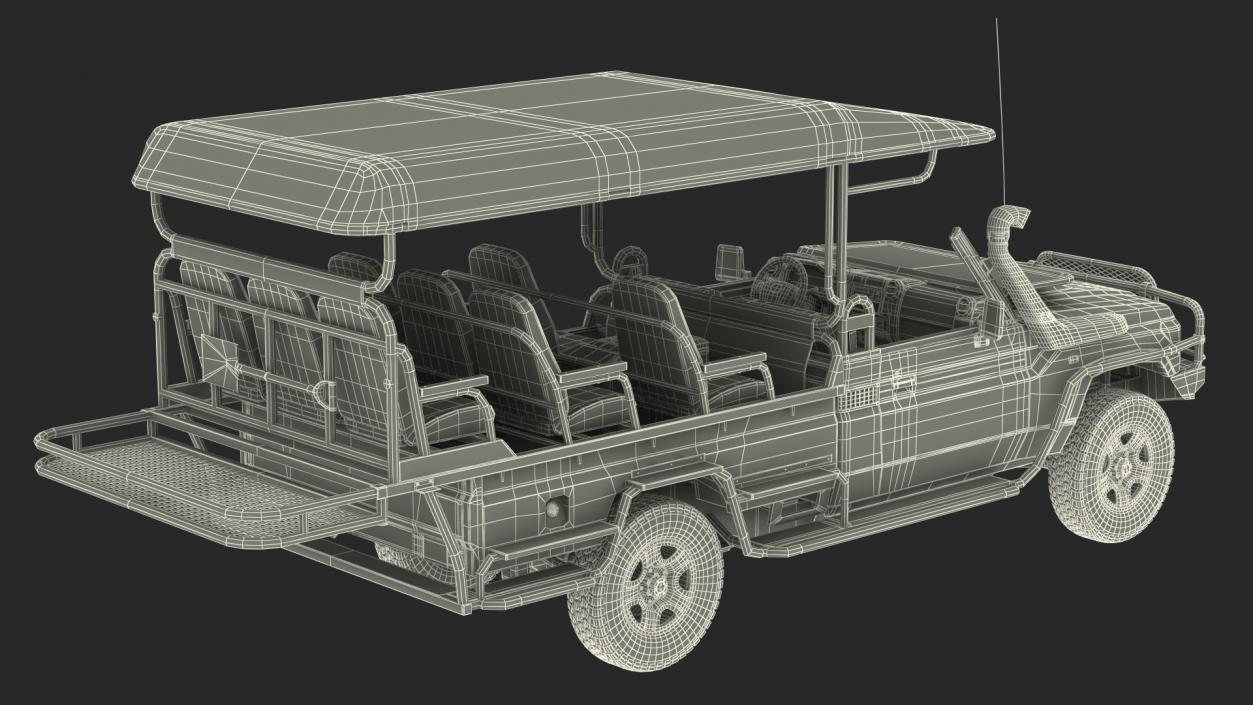 3D model Safari Open Sided 4x4 Vehicle Beige