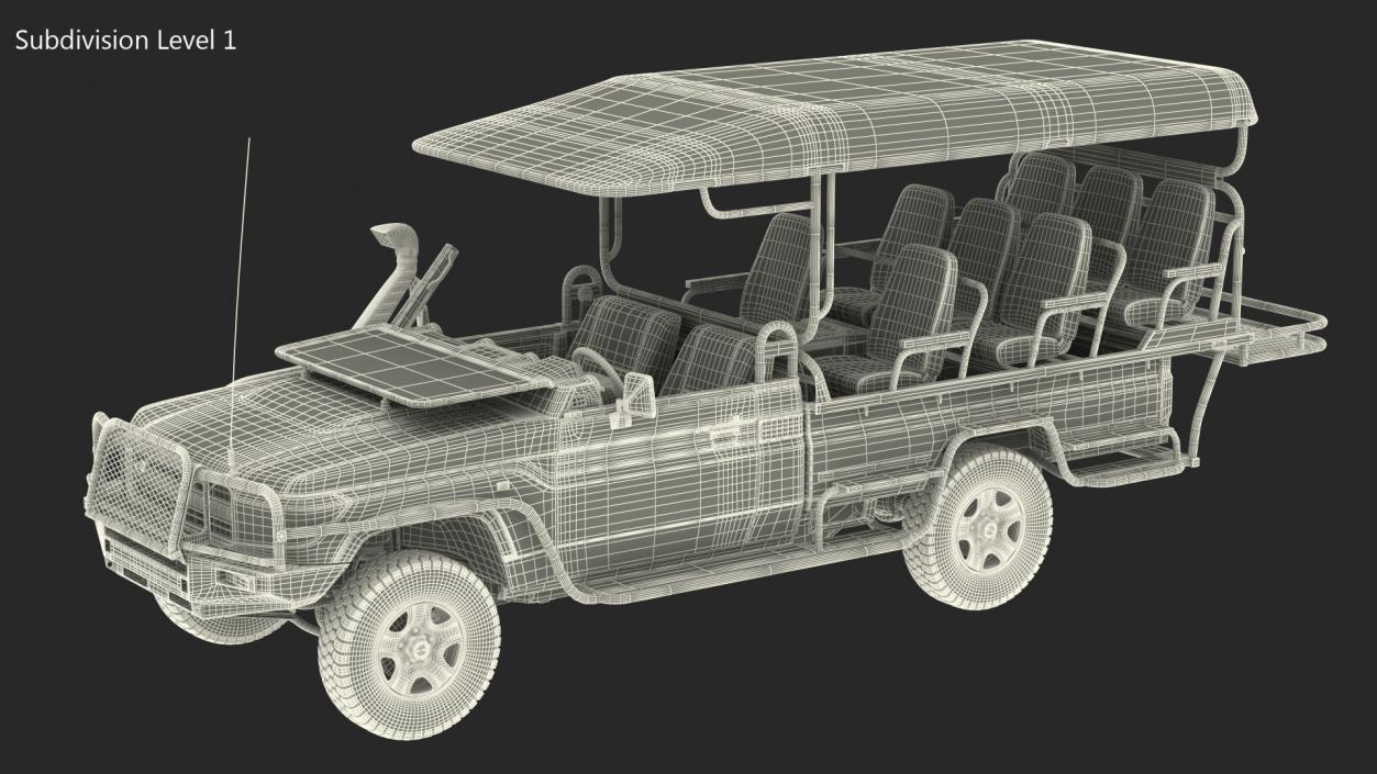 3D model Safari Open Sided 4x4 Vehicle Beige