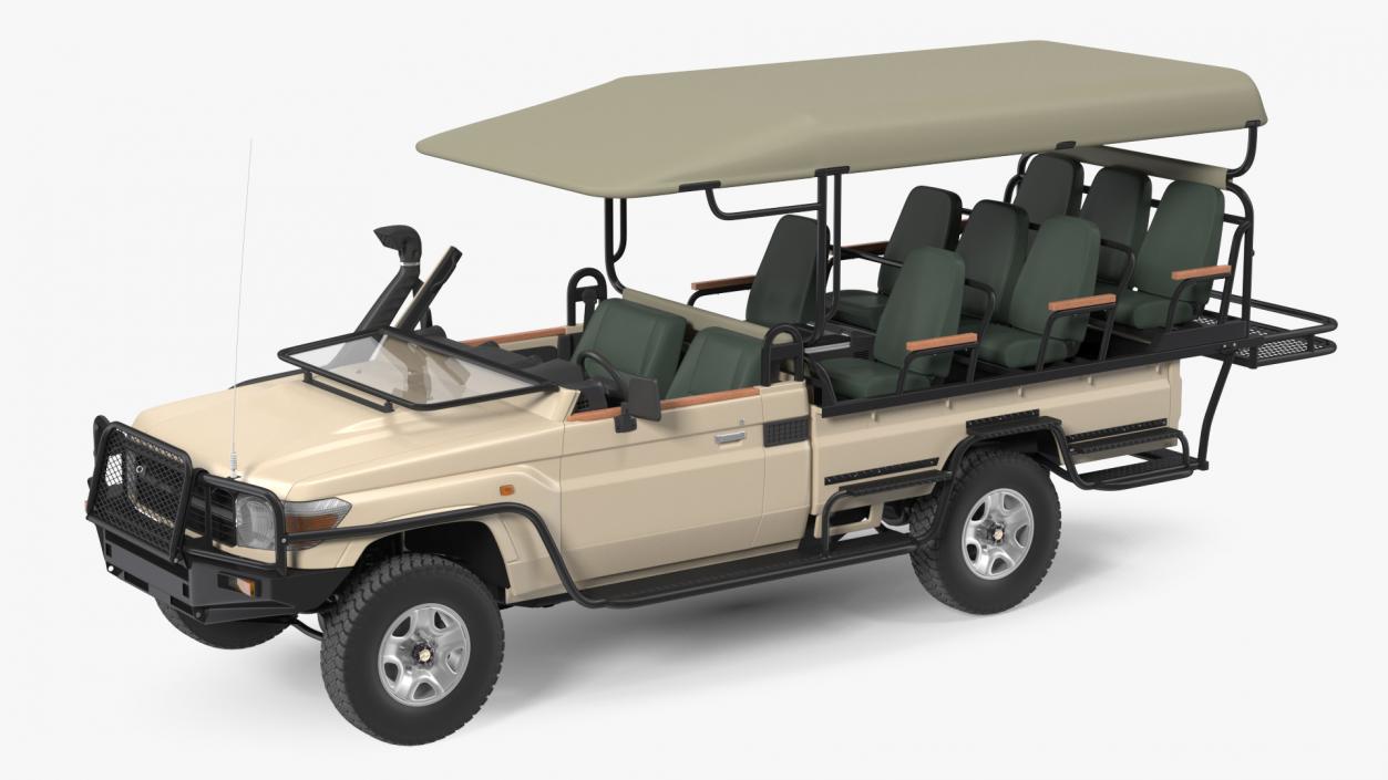 3D model Safari Open Sided 4x4 Vehicle Beige