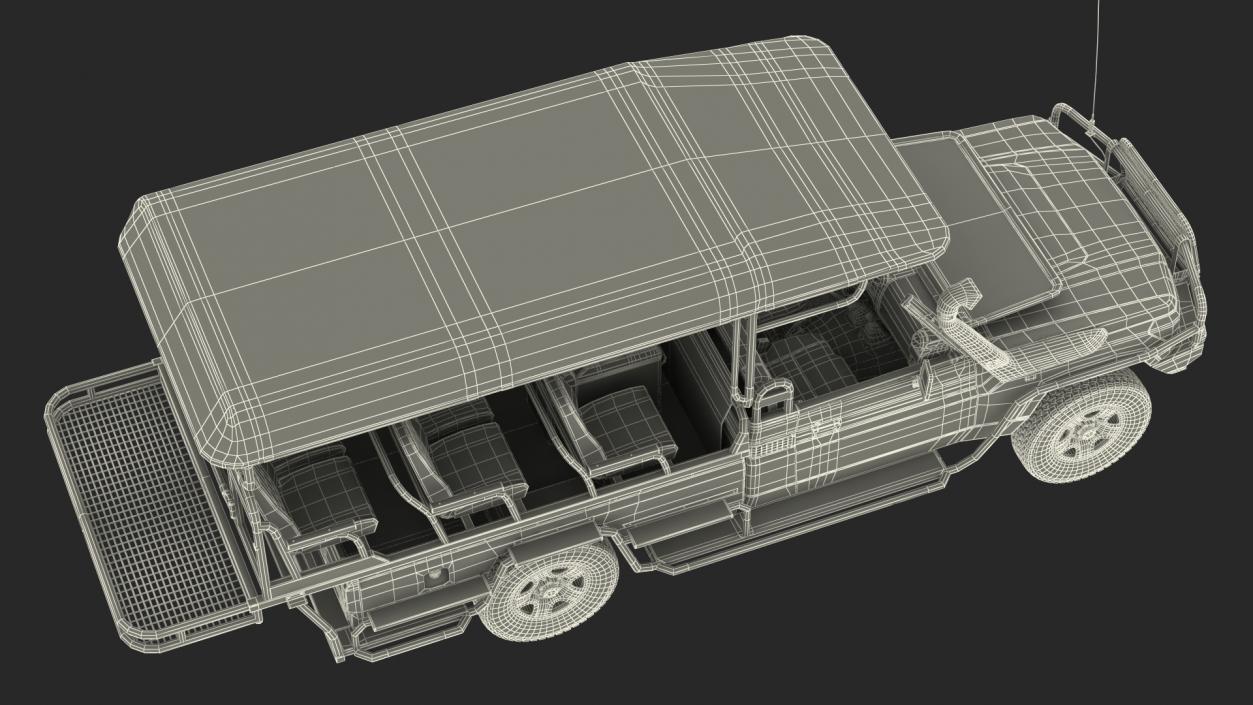 3D model Safari Open Sided 4x4 Vehicle Beige