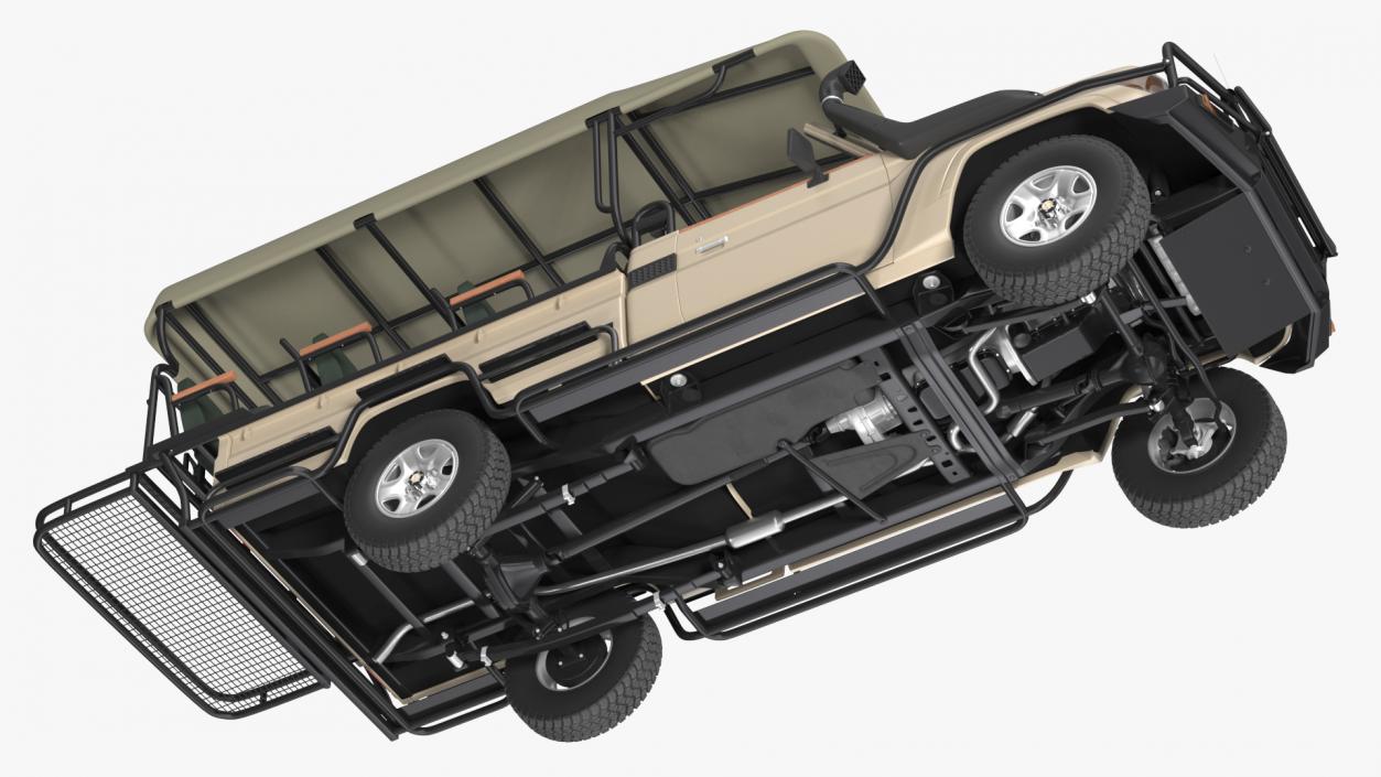 3D model Safari Open Sided 4x4 Vehicle Beige