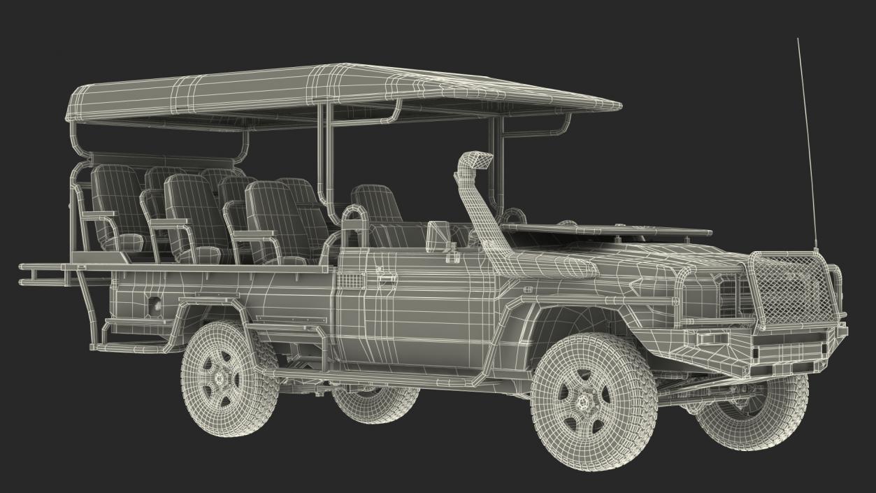 3D model Safari Open Sided 4x4 Vehicle Beige