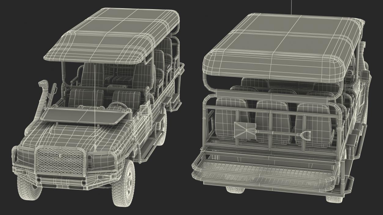 3D model Safari Open Sided 4x4 Vehicle Beige