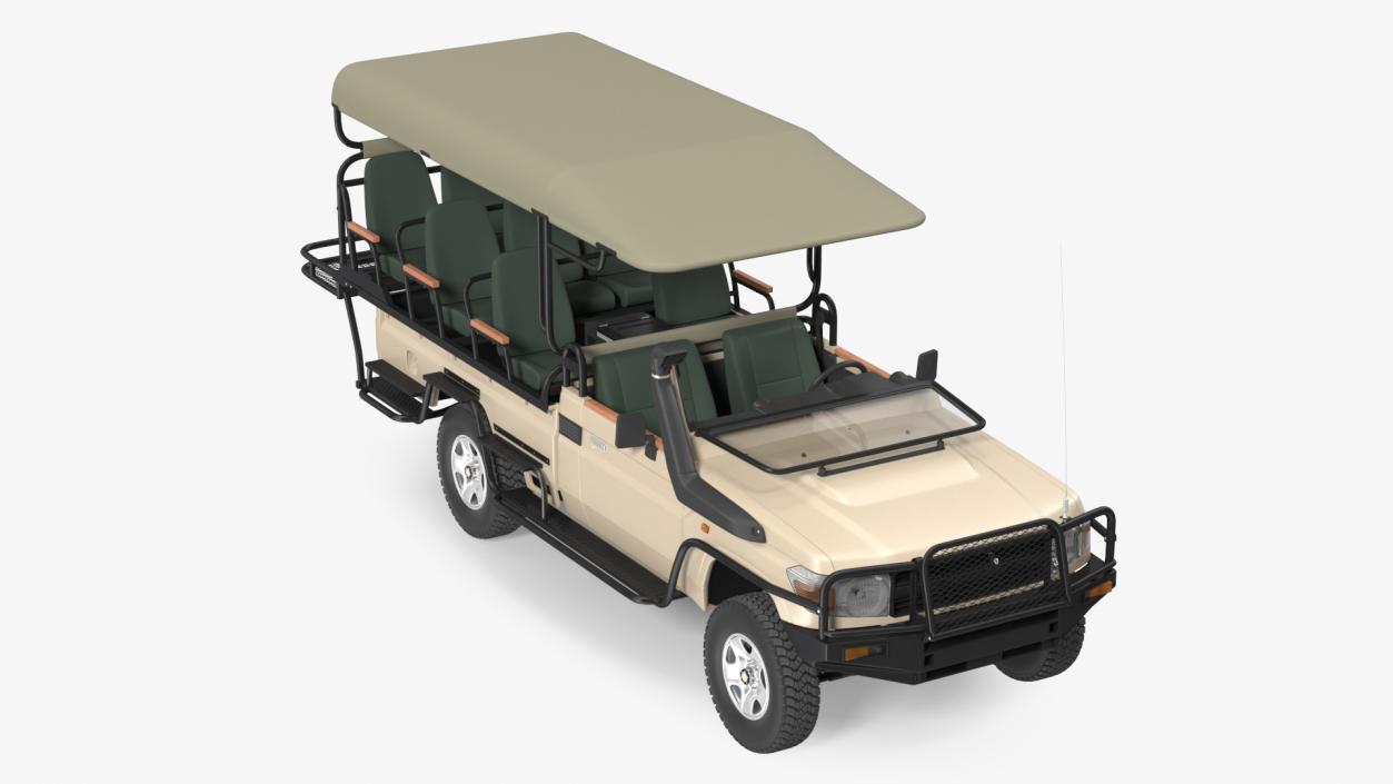 3D model Safari Open Sided 4x4 Vehicle Beige