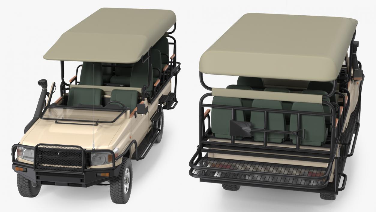 3D model Safari Open Sided 4x4 Vehicle Beige