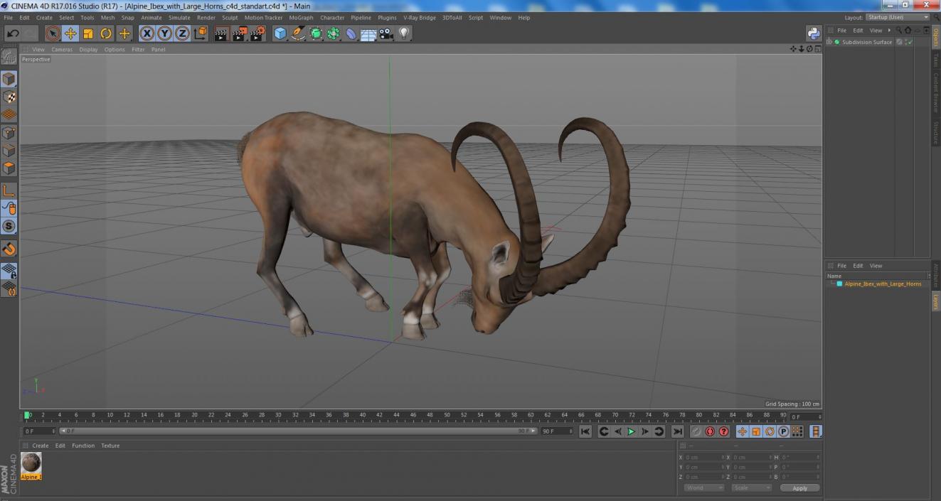 3D model Alpine Ibex with Large Horns 2