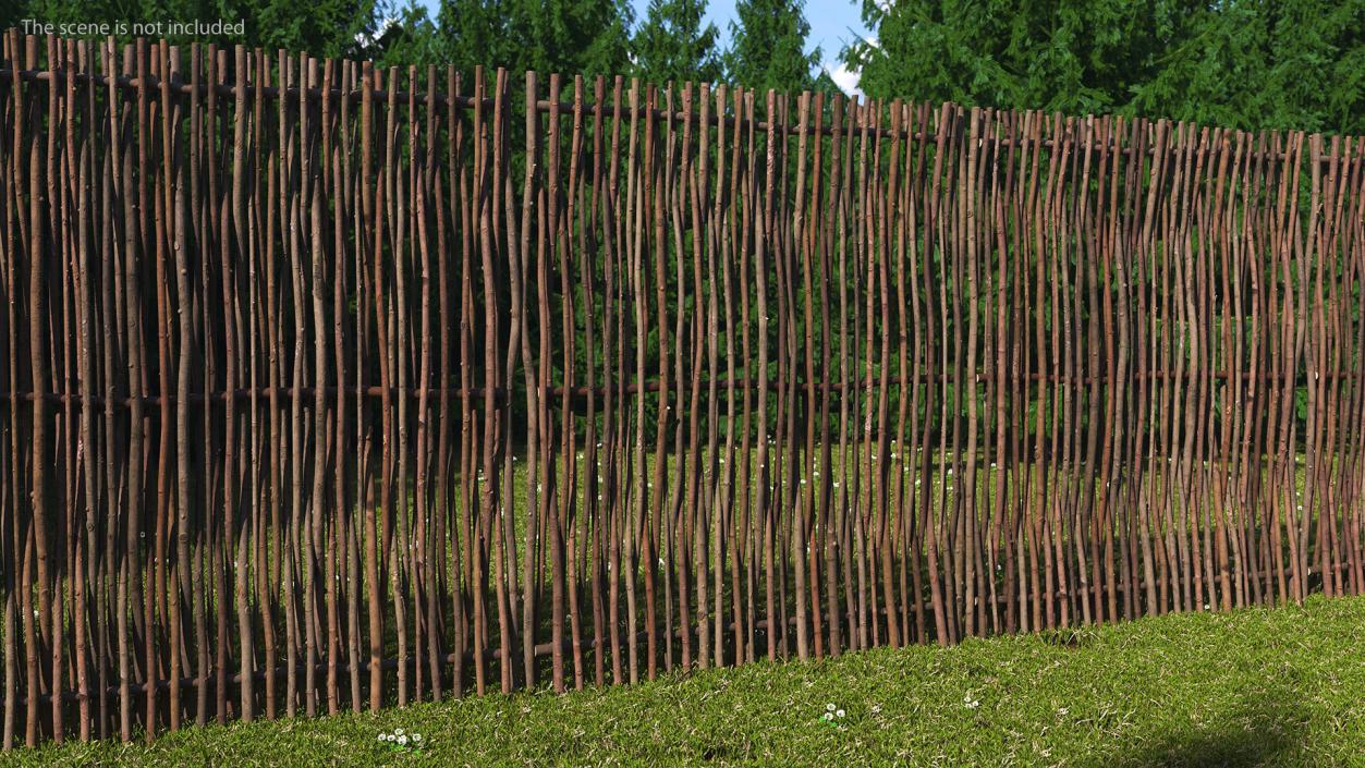 3D Wattle Fence Panel High model