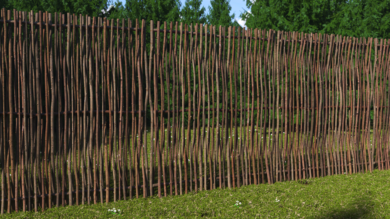 3D Wattle Fence Panel High model