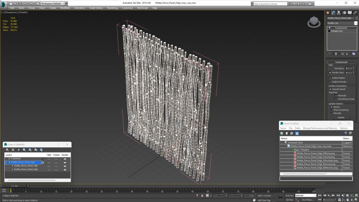 3D Wattle Fence Panel High model