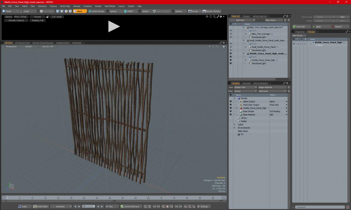 3D Wattle Fence Panel High model