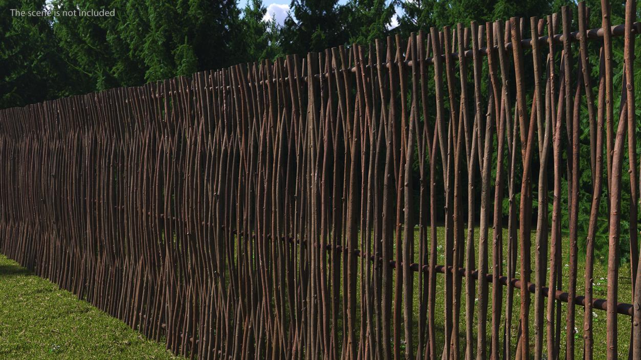 3D Wattle Fence Panel High model