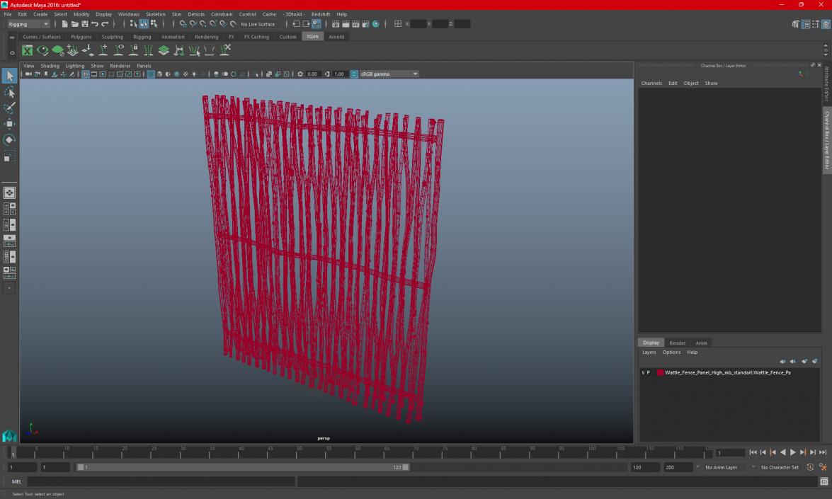 3D Wattle Fence Panel High model