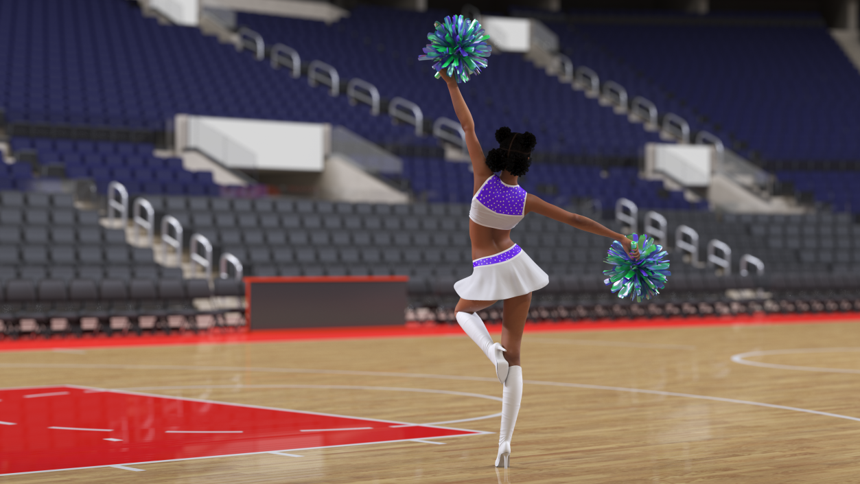 3D model Light Skin Black Young Woman Cheerleader