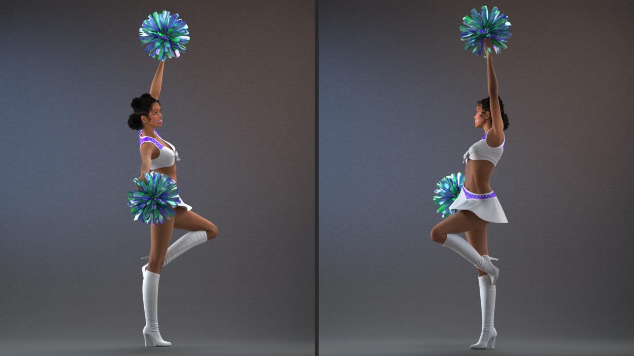 3D model Light Skin Black Young Woman Cheerleader