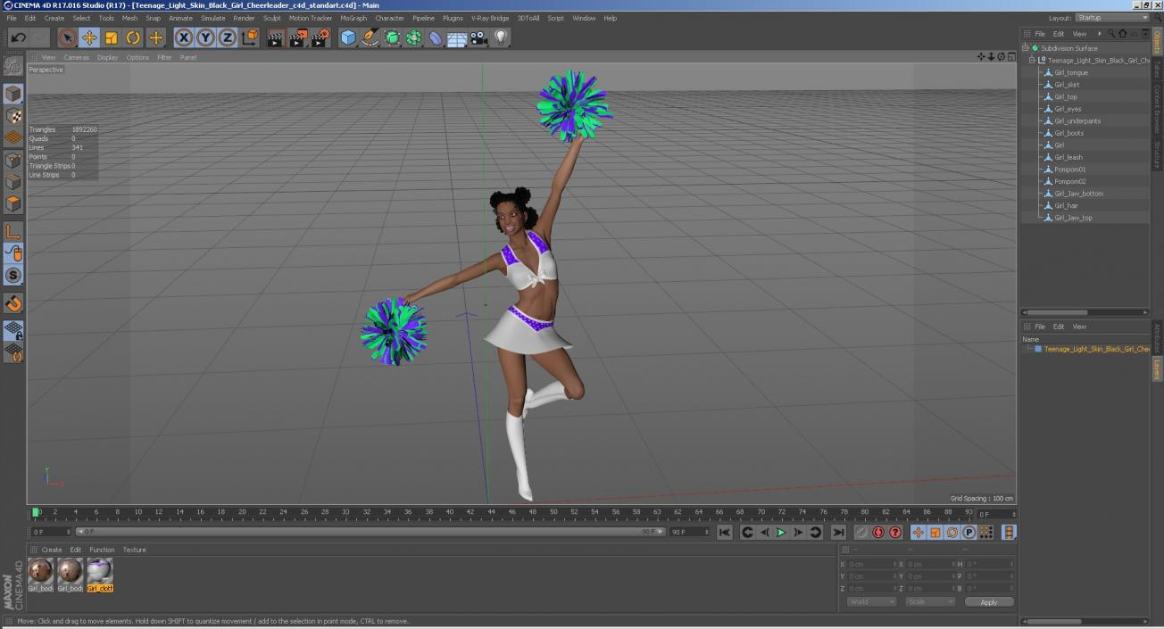 3D model Light Skin Black Young Woman Cheerleader