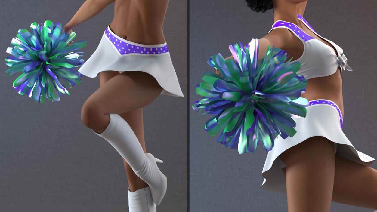 3D model Light Skin Black Young Woman Cheerleader