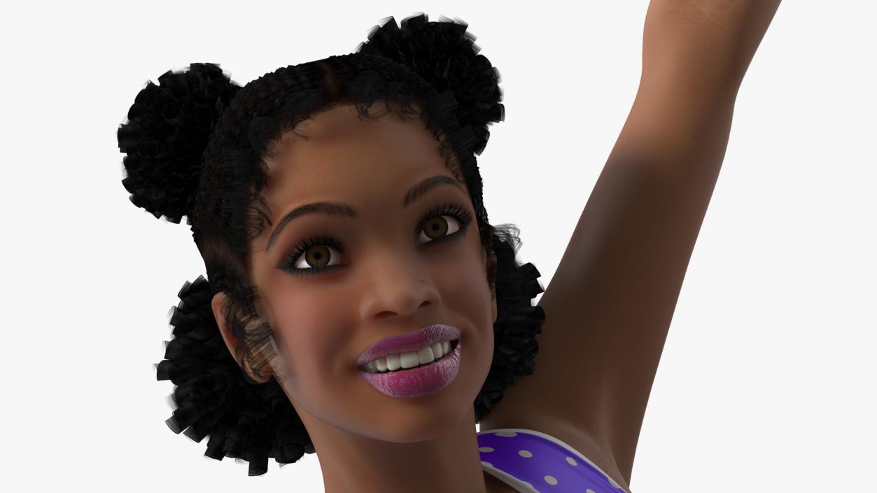 3D model Light Skin Black Young Woman Cheerleader