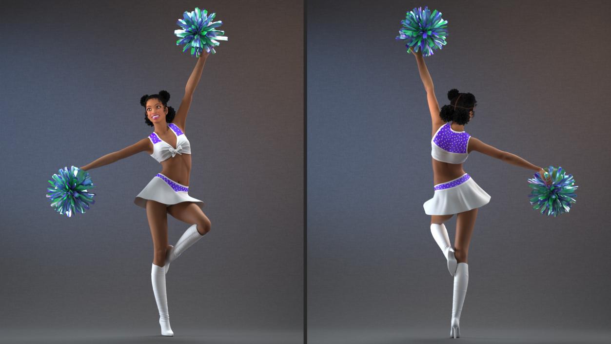 3D model Light Skin Black Young Woman Cheerleader