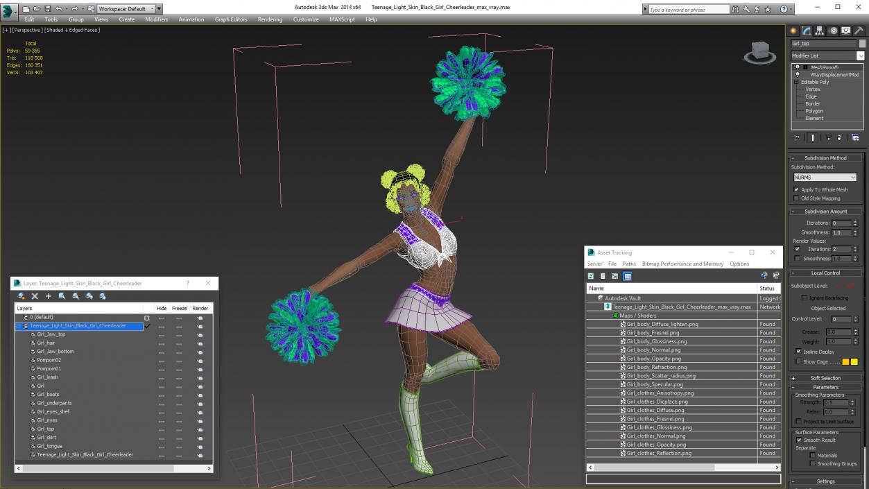 3D model Light Skin Black Young Woman Cheerleader