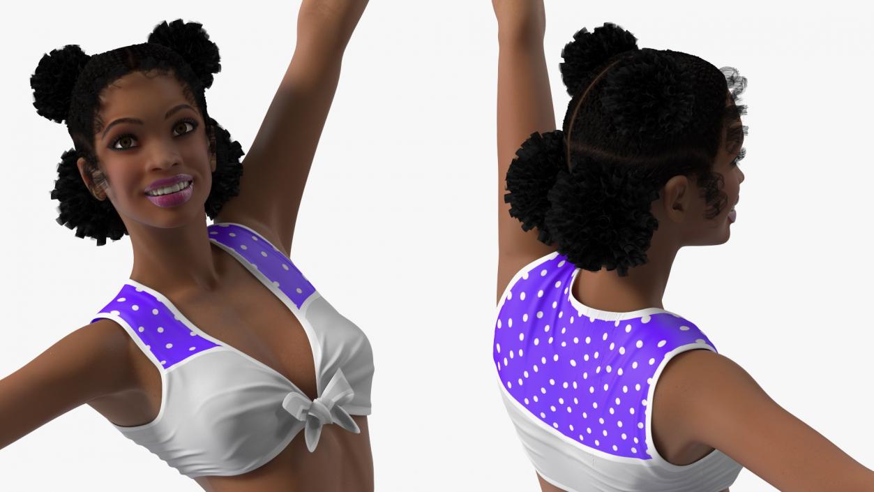 3D model Light Skin Black Young Woman Cheerleader