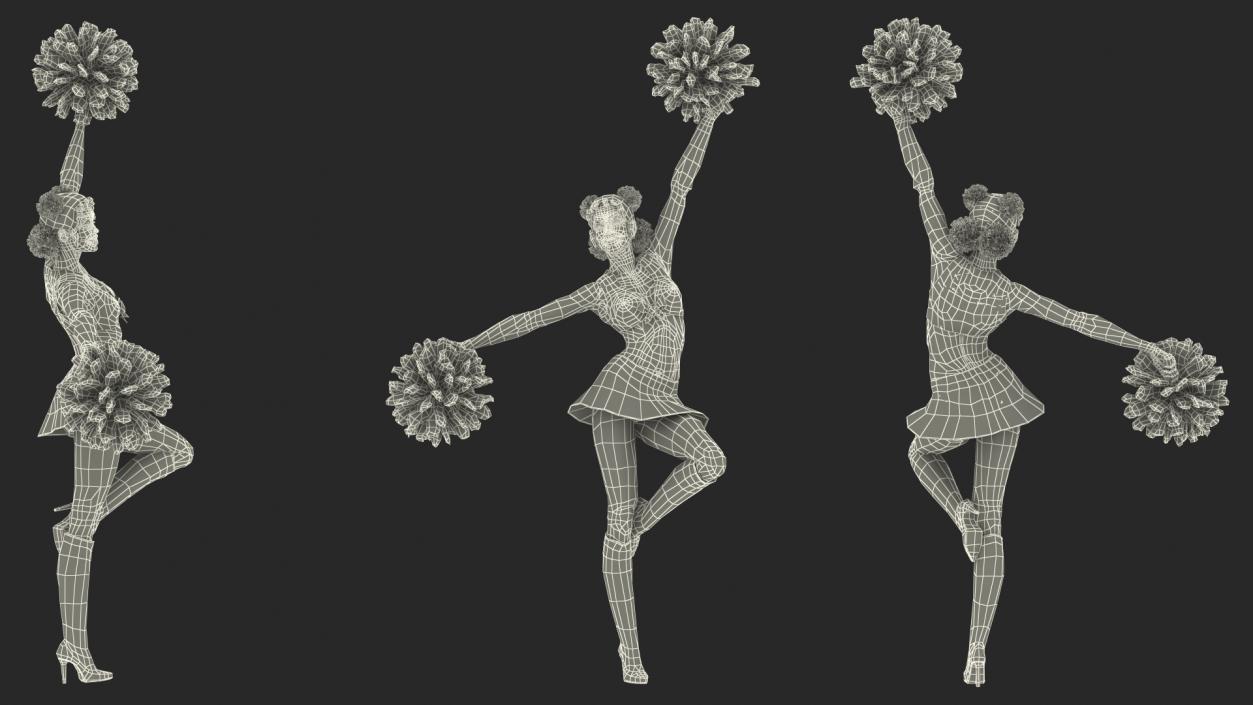 3D model Light Skin Black Young Woman Cheerleader