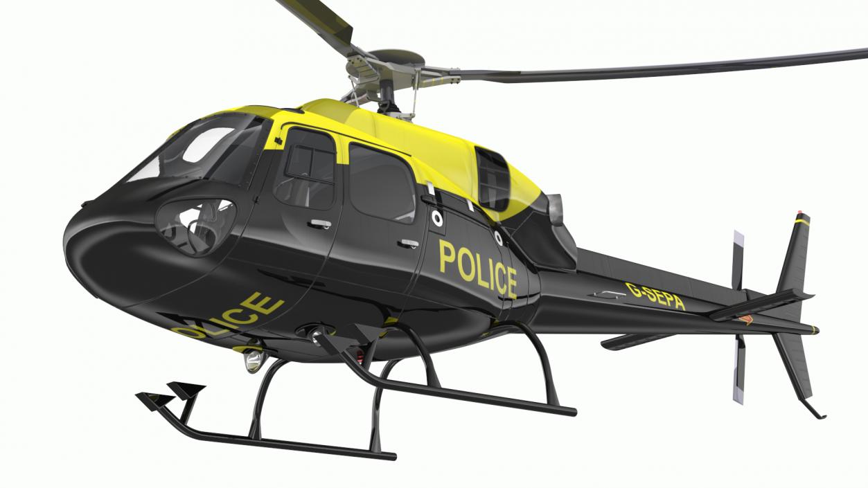 3D Police Helicopter Eurocopter AS 355 Rigged for Cinema 4D