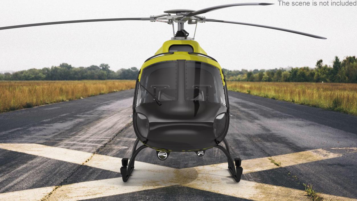 3D Police Helicopter Eurocopter AS 355 Rigged for Cinema 4D