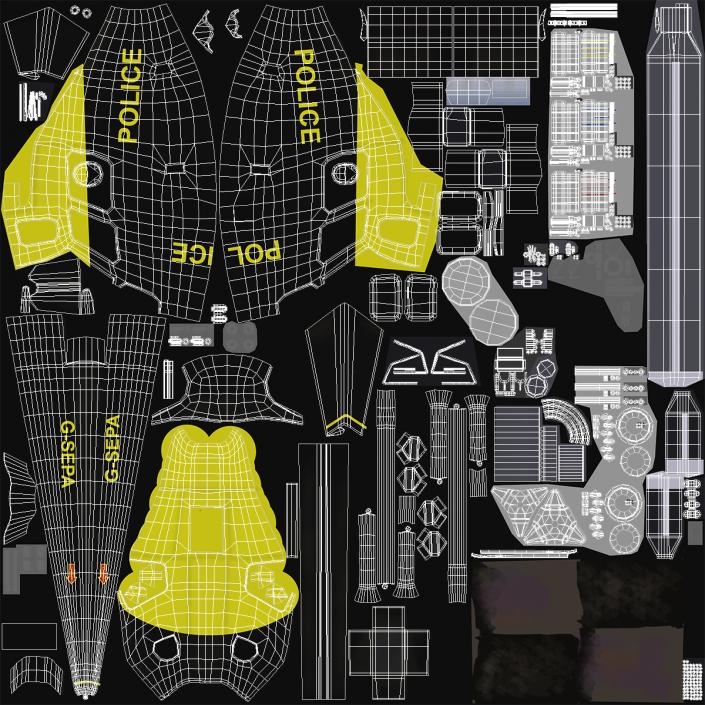 3D Police Helicopter Eurocopter AS 355 Rigged for Cinema 4D