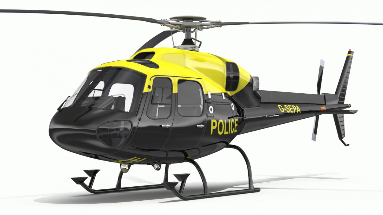 3D Police Helicopter Eurocopter AS 355 Rigged for Cinema 4D