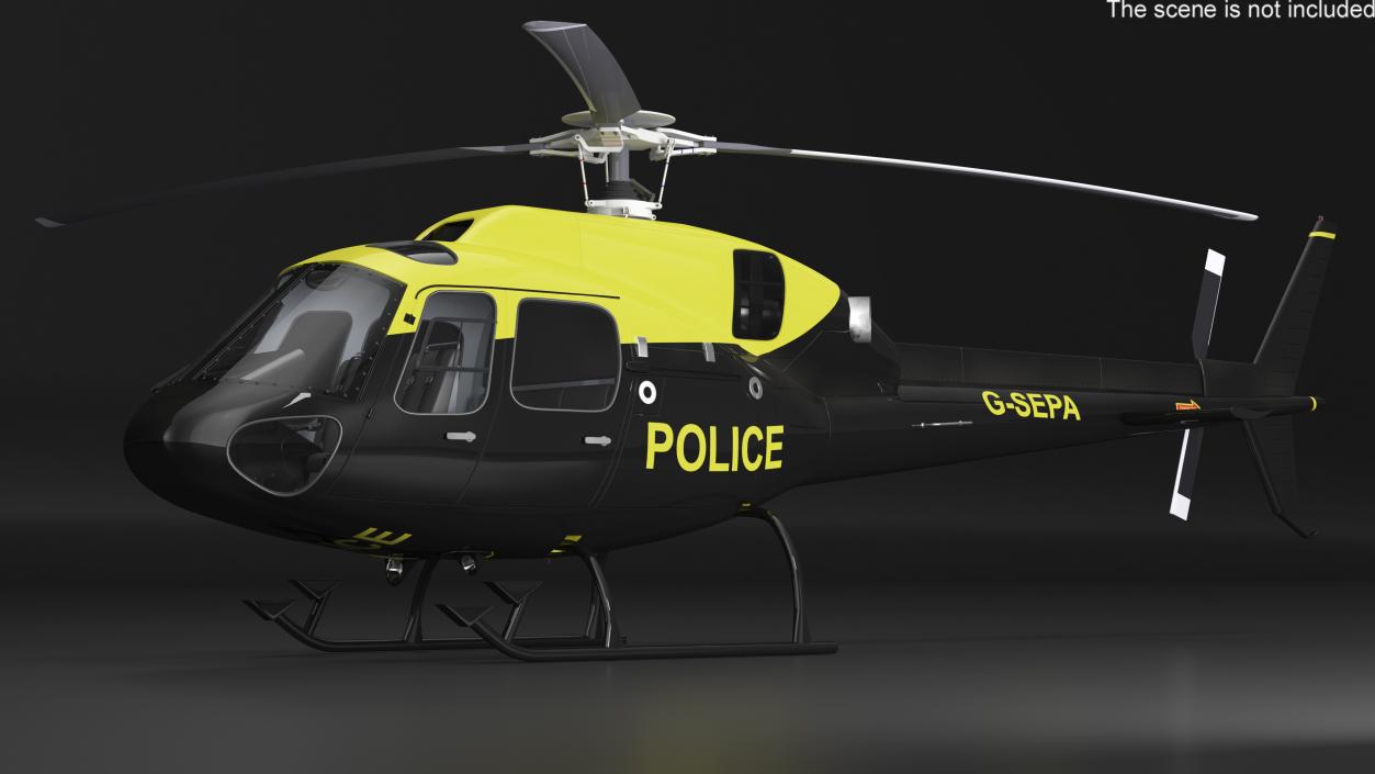 3D Police Helicopter Eurocopter AS 355 Rigged for Cinema 4D