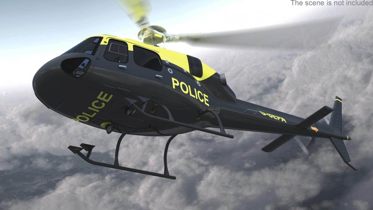 3D Police Helicopter Eurocopter AS 355 Rigged for Cinema 4D