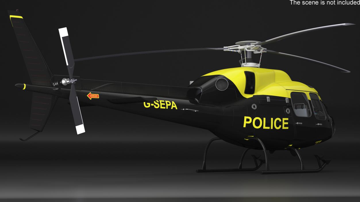 3D Police Helicopter Eurocopter AS 355 Rigged for Cinema 4D