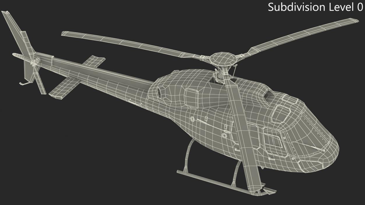 3D Police Helicopter Eurocopter AS 355 Rigged for Cinema 4D