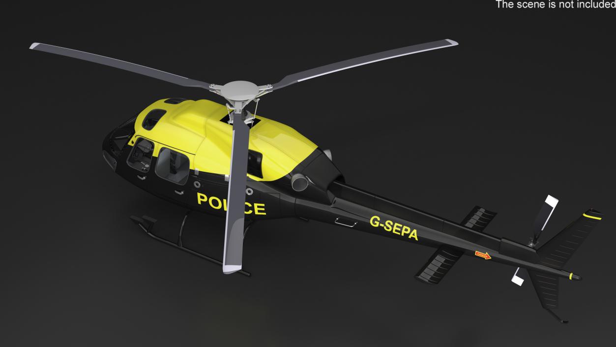 3D Police Helicopter Eurocopter AS 355 Rigged for Cinema 4D