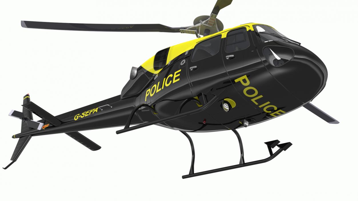 3D Police Helicopter Eurocopter AS 355 Rigged for Cinema 4D