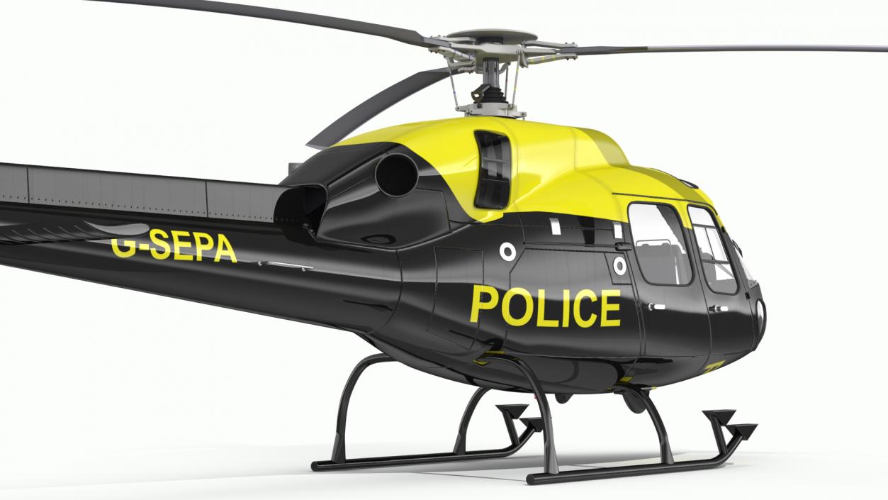 3D Police Helicopter Eurocopter AS 355 Rigged for Cinema 4D