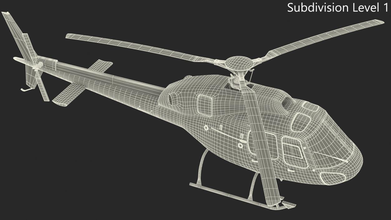 3D Police Helicopter Eurocopter AS 355 Rigged for Cinema 4D